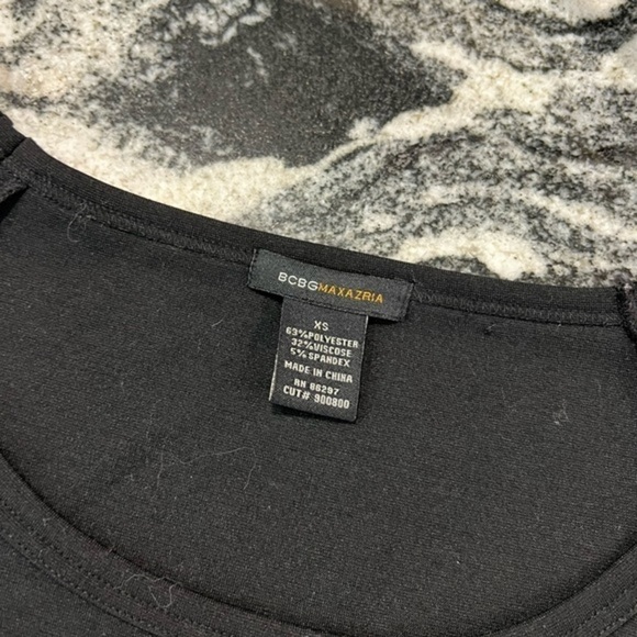 Bcbgmaxazria A Line Short Puffy Sleeves Black Mini Dress - Picture 12 of 12